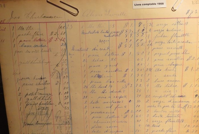 Livre comptable datant de 1908